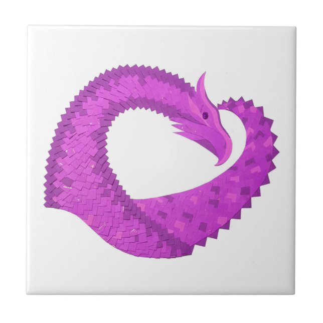 Carreau Dragon de coeur violet clair sur blanc (Devant)