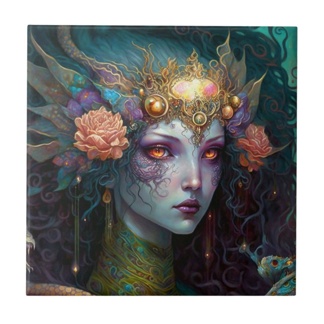 Carreau Dragon Goddess Queen Imaginaire Art (Devant)