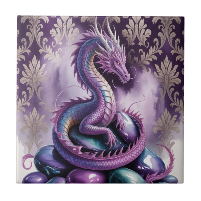 Carreau Dragon gothique mystique pourpre (Devant)