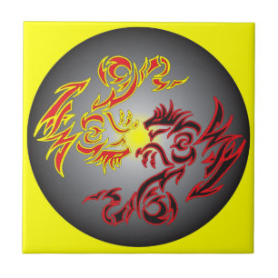 Carreau dragon jumeau rouge de lune