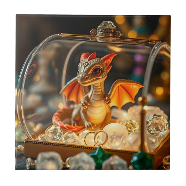Carreau Dragon mignon dans une boîte à bijoux (Devant)