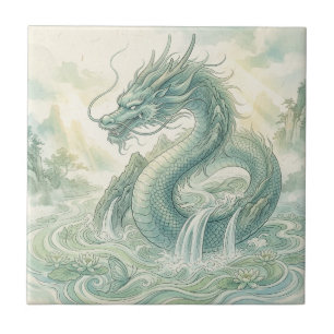 Carreau Dragon Renard Mystique Art Aquarelle (2)