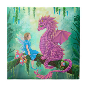 Carreau Dragon rose et fée