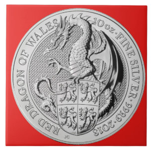 CARREAU DRAGON ROUGE DE PIÈCE DE MONNAIE DU PAYS DE GALLES