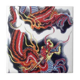 Carreau Dragon rouge japonais
