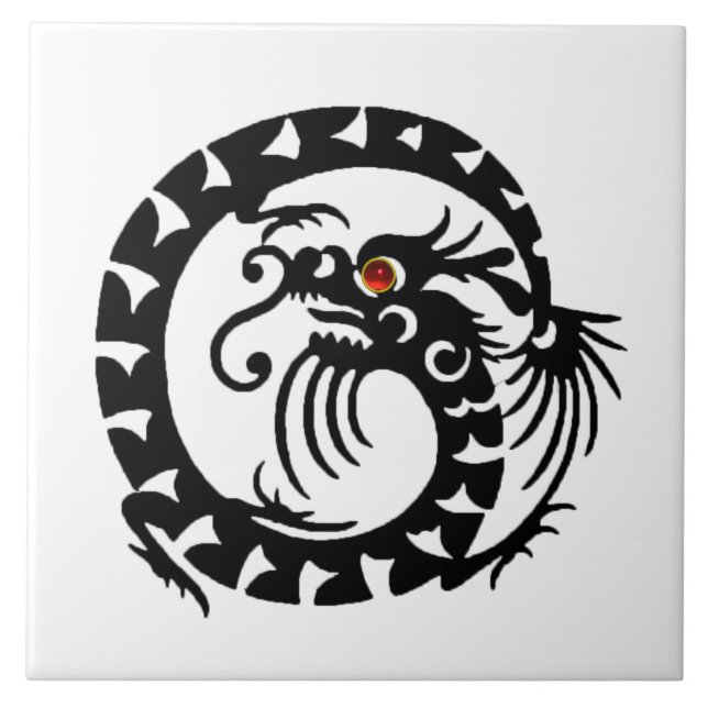 Carreau DRAGON SERPENT, Noir Blanc Rouge (Devant)