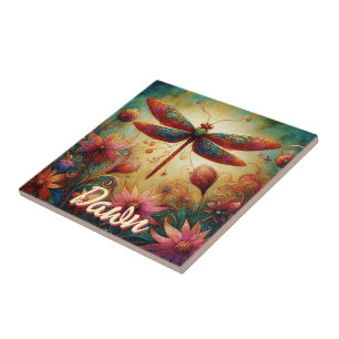 Carreau Dragonfly lunaire Floral Abstrait personnalisé