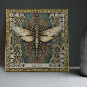 Carreau Dragonfly Tribal Personnalisé Bijou Tons Terreux