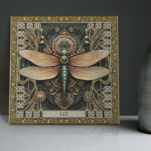 Carreau Dragonfly Tribal Personnalisé Tons Terreux Bijou