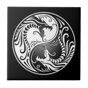 sku00198036f15066-S Dragon Chinois Motif Asie Noir Biscuit carrelage en céramique pour décoration de salle de bain Décor de cuisine Carreaux de céramique murale Carreaux 
