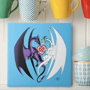 Carreau Dragons Love Heart Blue