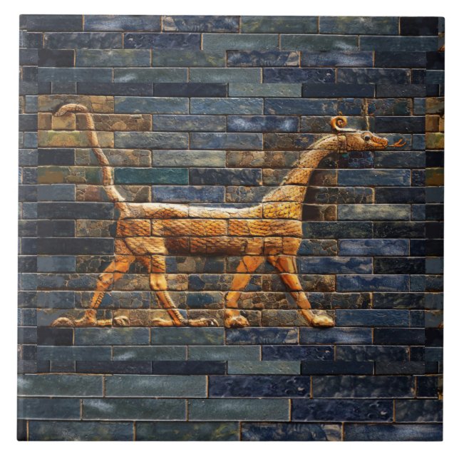 Carreau DRAGONS SERPENTS BABYLONIENS Art assyrien antique  (Devant)
