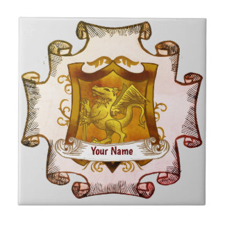 Carreau Dragons Shield Family Crest Nom de famille
