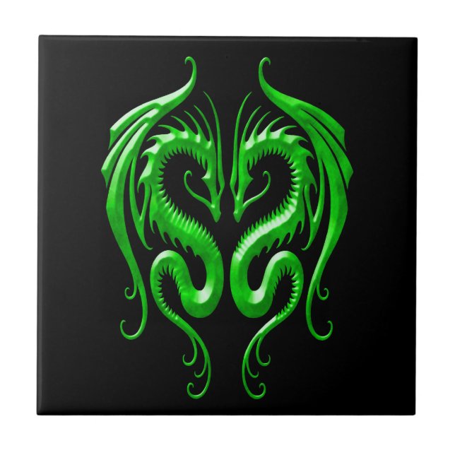 Carreau Dragons, vert et noir de fer (Devant)