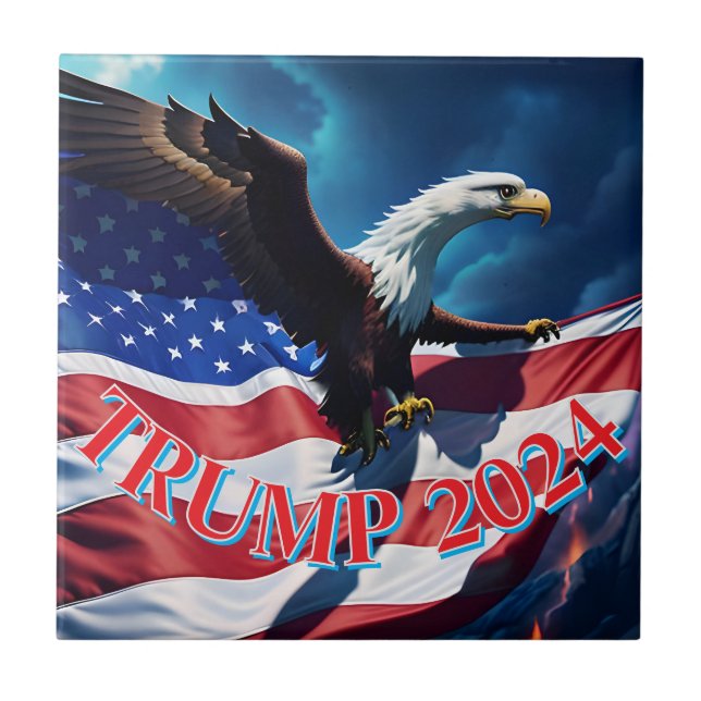 Carreau Drapeau américain Aigle TRUMP 2024 (Devant)