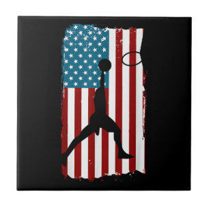 Carreau Drapeau américain américain Basket-ball Athlète pa