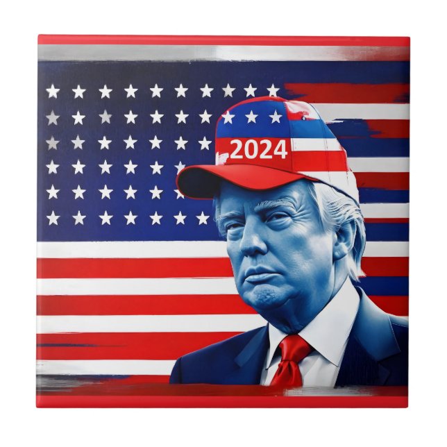Carreau Drapeau américain Donald Trump 2024 (Devant)