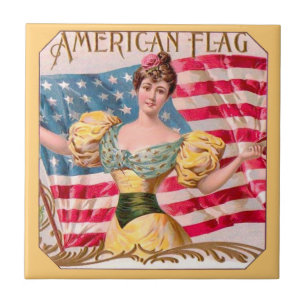 Carreau Drapeau américain Lady Liberty Independence