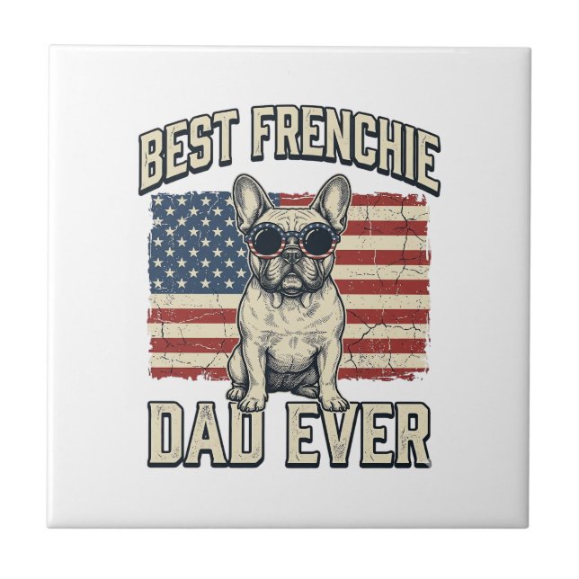 Carreau Drapeau américain Papa Frenchie Vintage (Devant)