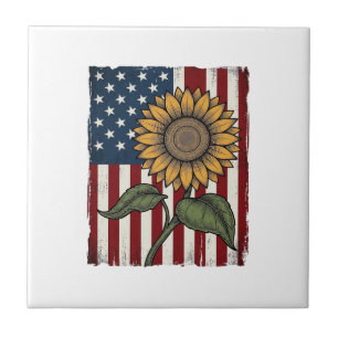 Carreau Drapeau américain tournesol vintage