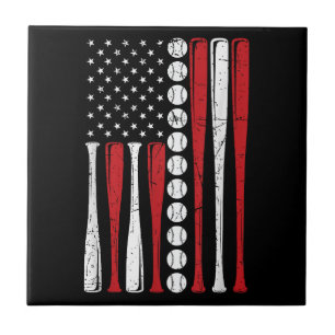 Carreau Drapeau américain vintage de baseball du 4 juillet