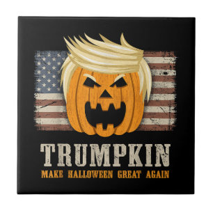 Carreau Drapeau américain Vintage Halloween Trumpkin Funny