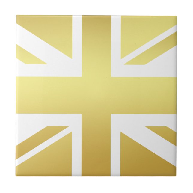 Carreau Drapeau britannique Union Jack en céramique doré (Devant)