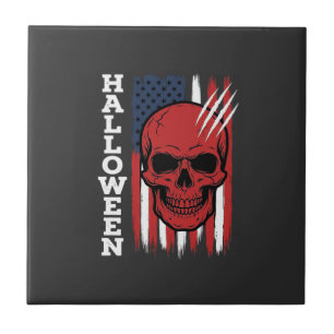 Carreau Drapeau crâne Halloween Vector Design_1