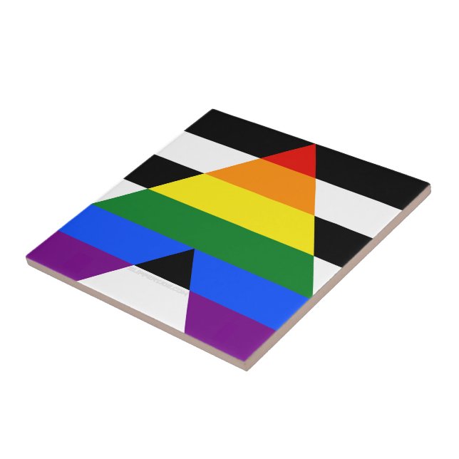 Carreau Drapeau d'allié straight de SlipperyJoe en arc-en- (Côté)
