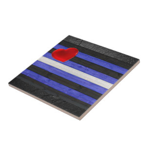 Carreau Drapeau de fierté en cuir SlipperyJoe's noir bleu