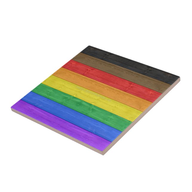 Carreau Drapeau de fierté gay inclusif de SlipperyJoe text (Côté)