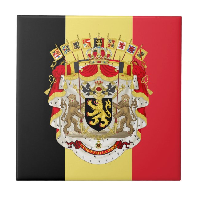 Carreau Drapeau de la Belgique & Armoiries (Devant)