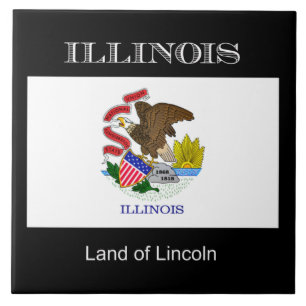 Carreau Drapeau de l'Illinois, étiqueté,