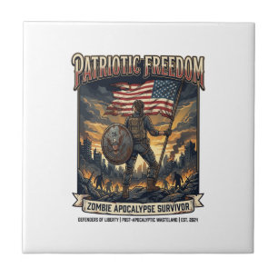 Carreau Drapeau de rouille patriotique Survivant Apocalyps