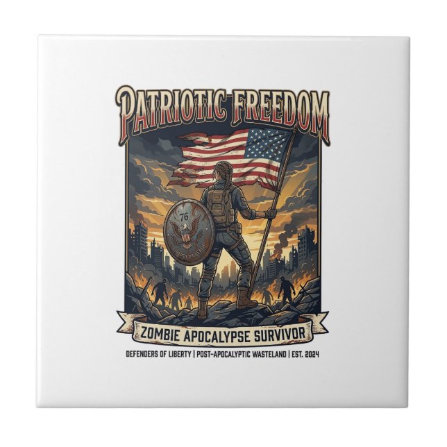 Carreau Drapeau de rouille patriotique Survivant Apocalyps (Devant)