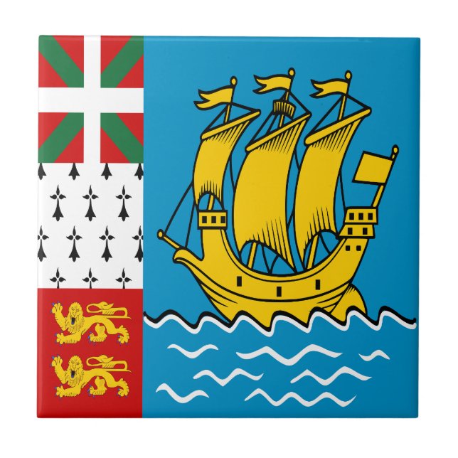 Carreau Drapeau de Saint-Pierre-et-Miquelon (Devant)