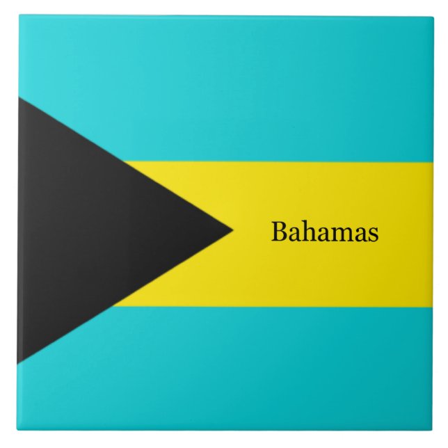 Carreau Drapeau des Bahamas, étiqueté (Devant)