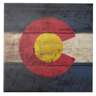 Carreau Drapeau d'état du Colorado sur le vieux grain en