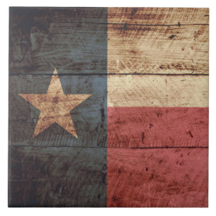Carreau Drapeau d'état du Texas sur le vieux grain en boi