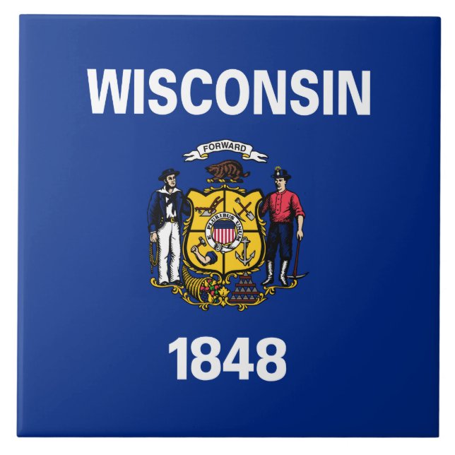 Carreau Drapeau d'État du Wisconsin (Devant)