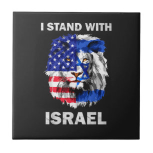 Carreau Drapeau d'Israël et des États-Unis Lion _ Je suis