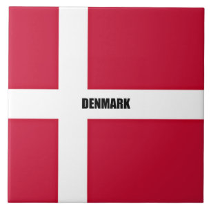 Carreau Drapeau du Danemark, étiqueté,