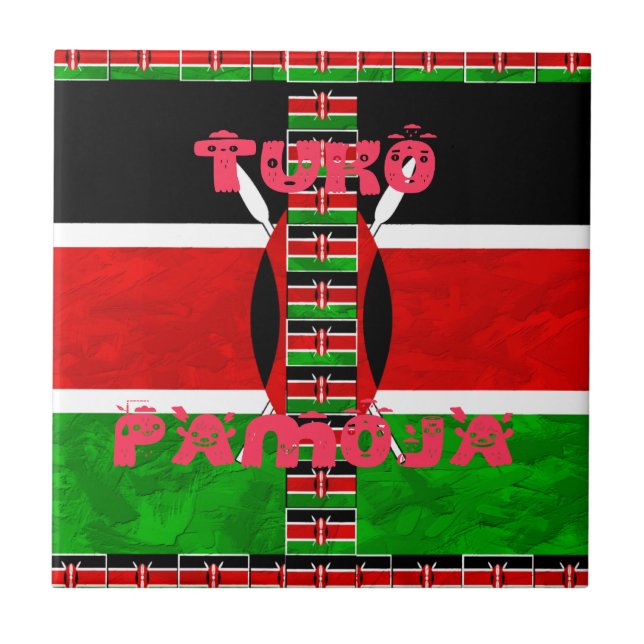 Carreau Drapeau du Kenya : Tuko Pamoja - Design d'art de l (Devant)