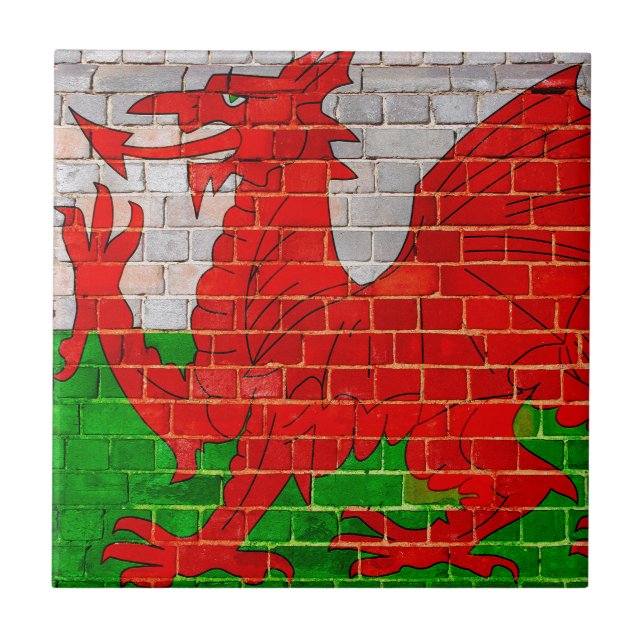 Carreau Drapeau du Pays de Galles sur un mur de briques (Devant)