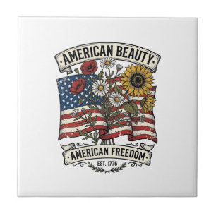 Carreau Drapeau Floral American Beauty Patriotique