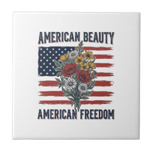 Carreau Drapeau Floral de la Liberté American Beauty