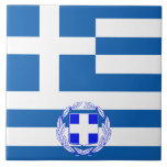 Carreau Drapeau grec<br><div class="desc">Drapeau et manteau des bras de la Grèce,  tuile patriotique</div>