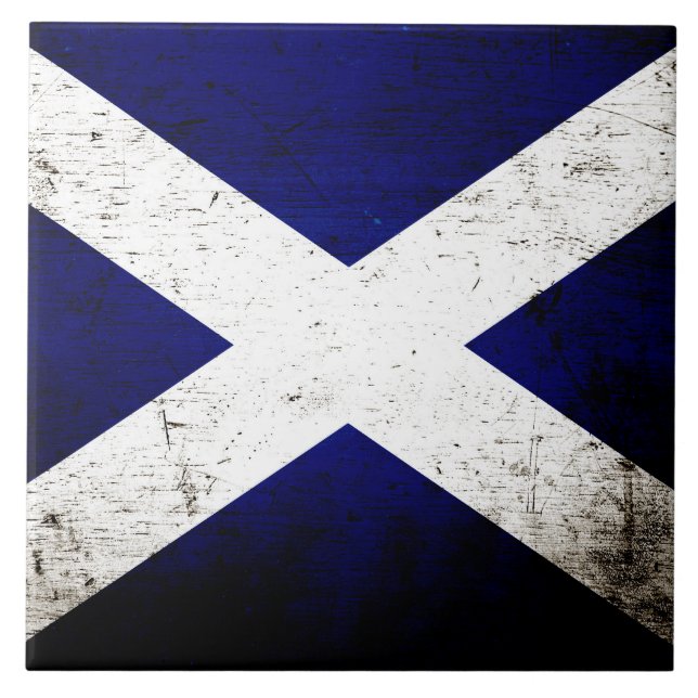 Carreau Drapeau grunge noir de l'Ecosse (Devant)