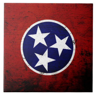Carreau Drapeau grunge noir d'état du Tennessee