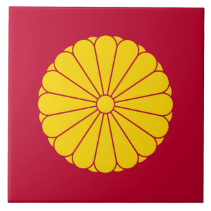 Carreau Drapeau impérial Japon symbole empereur fleur jaun